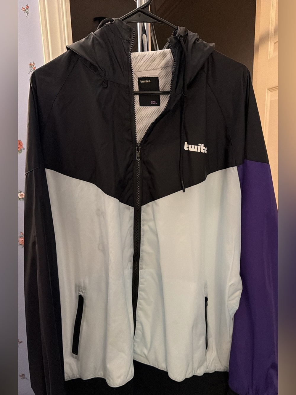 Twitch Black, White & Purple Hooded Windbreaker Jacket